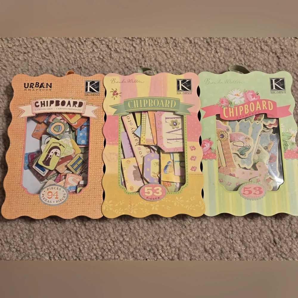 K & Company Chipboard Sets Bundle Of 3 Scrapbooking Paper Crafts